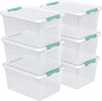 Gainhope 6 Pack 35 L Clear Plastic Storage Bin, Latch Storage Box with Lid