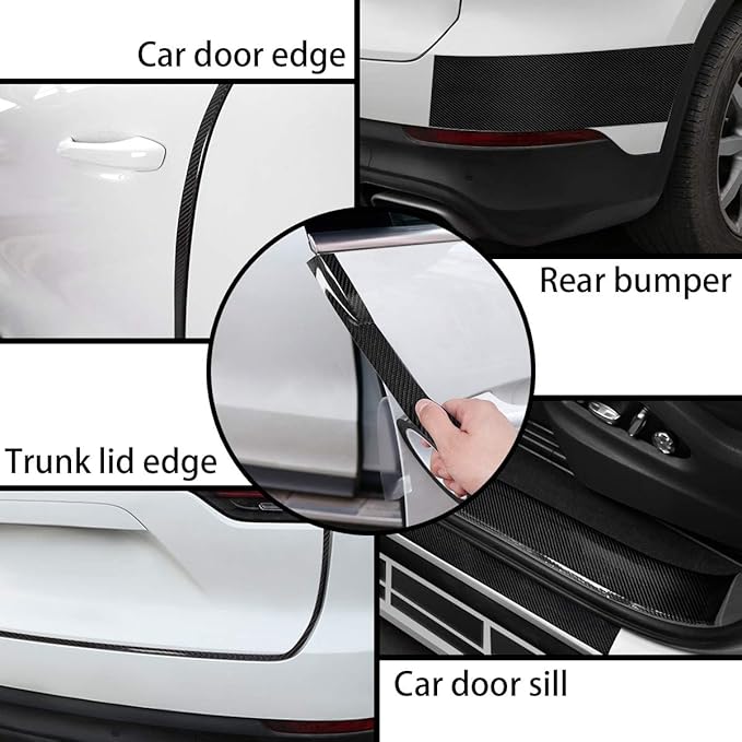 DGSL Car Door Edge Guards Door Sill Protector, 1.2In x 16.4Ft+2In x 16.4Ft+2.7In x 33Ft 5D Carbon Fiber Car Wrap Film, Vinyl Automotive Wrap Film Anti-Collision Fits for Most Car (Black)