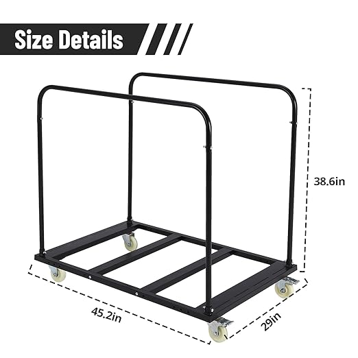 Folding Table Cart, 1800 LBS Heavy Duty Table Trolley with 5" Swivel Wheels, Desk Trolley for Garage, Home, Warehouse, Party Event Hotel Furniture 10 Table Capacity