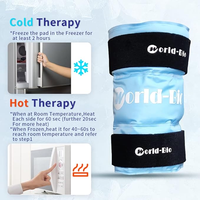 Knee Ice Pack Wrap 14.7" x 10.4", Reusable & Flexible Gel Cold Pack for Leg Injuries, Swelling, Replacement Surgery, Hot & Cold Compress Knee Ice Wrap for Arthritis, Post-Surgery Recovery