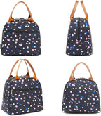 FlowFly Insulated Lunch Cooler Bag - Tote Organizer for Women/Men, Black Flower