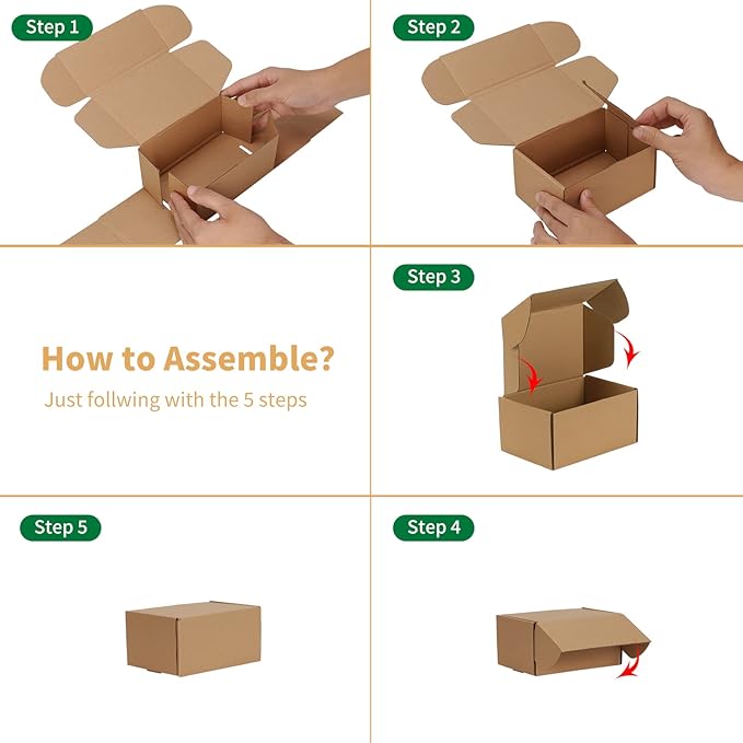 Trwcrt Shipping Boxes 6x4x3 Set of 20, Corrugated Cardboard Box for Packing Small Business, Brown