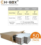 50 Pack 4x4x2'' Small Shipping Boxes, Corrugated Cardboard Mailers for Business, White (CM442)