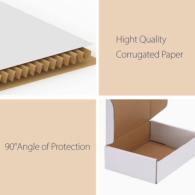 RLAVBL 30 Pack 7x7x2 Shipping Boxes, White Corrugated Cardboard Mailer Box for Packing Mailing Small Business