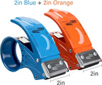 PROSUN 2 Pack Metal Packing Tape Dispenser Gun:2-inch Wide Tape Dispenser / 3-Inch Inner Paper Core(2" Blue + 2" Orange)