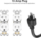 JUNNUJ Heavy Duty 20 Amp Power Strip 4800J, 16 Outlets 12 Gauge Garage Industrial Surge Protector, High Amp 5-15P Adapter Shop 6-20R T-Slot Metal Outlet, 6 FT Extension Cord Commercial for Appliance