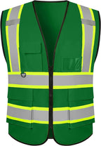 Safety Vest Customize Logo with 5 Pockets & Zipper Reflective High Visibility Vest Class 2 Outdoor Workwear