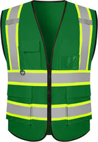Safety Vest Customize Logo with 5 Pockets & Zipper Reflective High Visibility Vest Class 2 Outdoor Workwear