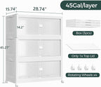 135Gal Stackable Storage Bins with Lid and Wheels, 540QT Plastic Collapsible Storage Boxes with Doors, Closet Organizer and Storage Cabinet for Home Kitchen Office Dorm Room, 3Pack White