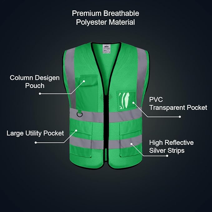 BeautyWill Custom Safety Vest Logo Class 2 High Visibility Reflevtive Vest Outdoor Protective Workwear