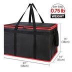 Bodaon Insulated Food Delivery Bag for Hot and Cold Meal, XXX-Large Grocery Tote Insulation Bag for Catering/Drivers, Pizza Warmer, Grocery Bags, Cooler Bag, food warmers for parties (Black-Red, 1Pk)