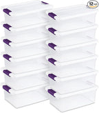 Sterilite 12-Pack 15 Quart ClearView Latch Box, Stackable Organizer Bins with Latching Lids - Clear Plastic Organization Containers for Closet, Bedroom, Shelving Units and Everyday Home Storage