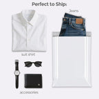 Fuxury Poly Mailers 12x15.5" 500Pcs Bulk White Shipping Bags for Clothing, Strong Adhesive Sealing Shipping Envelopes, Tear-resistant Postal Mailing Poly Bags for Books,Accessories,Business