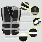 HYCOPROT High Visibility Mesh Safety Reflective Vest with Pockets and Zipper, Meets ANSI/ISEA Standards
