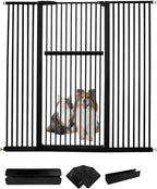 Lumizone Extra Tall Pet Gate 55.12" High Pressure Mounted 59.25"-63.38" Extra Wide (9 Sizes) 1.37" Gap for Cat Dog Stairs Doorway Hallway No Drilling Auto-Close (59.25"-63.38" W, Black)