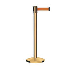 Crowd Control Warehouse CCW Series RBB-150 - Set of 2 Stanchion Retractable Belt Barriers - 16 Foot, Orange Belt with Polished Brass Steel Post - Easy Assembly