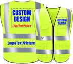 BeautyWill Custom Logo Safety Vest Class2 High Visibility Reflective Vest Breathable Construction Vest