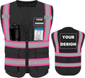 YOWESHOP High Visibility Reflective Safety Vest with Pockets Custom Your Logo Safety Workwear