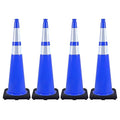 4 Pack 36 Inch Blue Traffic Cones Black Base, Tall Durable Safety Cones for Driveway Control, Event Organization, Construction Zones (4, Blue, 36 Inch)