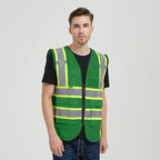 Safety Vest Customize Logo with 5 Pockets & Zipper Reflective High Visibility Vest Class 2 Outdoor Workwear