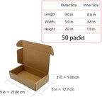 Shipping Boxes 9x5x2 inch 50 Pack,Brown Corrugated Boxes Mailer Packaging for Mailing Small Business，E-Commerce Gift Boxes for Wrapping Present Moving Storage Heavy Duty Recycled Cardboard Boxes
