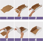 EXYGLO Cardboard Storage Bins Assorted Sizes, 35 Mixed Pack Cardboard Boxes,18 Pack 12x4x4.5, 12 Pack 12x6x4.5, 5 Pack 12x8x4.5 Corrugated Organizer Bins for Pantry, Shelves, Garage, Office, Shop