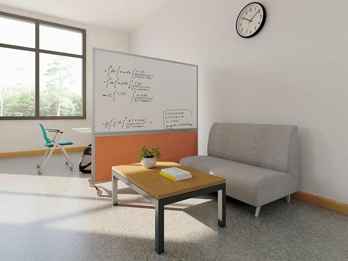 DivideWrite Mobile Whiteboard | Double Sided Dry Erase Board | Portable Office Cubicle Partition | Display for Classrooms, Conference Rooms, Meeting Areas and More | Navy Blue Fabric 5' Wide X 6' Tall