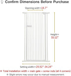 Lumizone Extra Tall Cat Gate 55.12" High Pressure Mounted Extra Wide 2025 New (17 Sizes) 1.37" Gap No Drilling Auto-Close One-Handed Operation Tall Pet Gate for Dogs(White, 55.12" H x 29.92"-34.24" W)