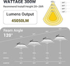 6 Pack 300W UFO Led High Bay Light,120VAC,5000K Daylight Commercial Bay Lighting,IP66 Waterproof,45050LM,1300W MH/HPS with Plug Area Lighting for Warehouse/Shop/Workshop/Barn/Gym/Factory