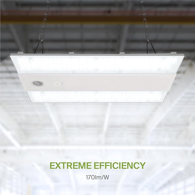 ASD LED Linear High Bay Light Fixture, Commercial Shop Lighting | 3CCT, Dimmable, Power Adjustable, DLC Premium, UL Listed | 160W 25000LM 3500-5000K 100-277V | Warehouse, Garage, Workshop Lamp | White