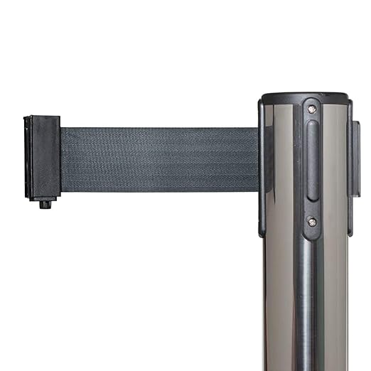 Crowd Control Warehouse CCW Series RBB-100 - Set of 2 Stanchion Retractable Belt Barriers - 11 Foot Black Belt - Easy Assembly