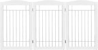 Spirich Freestanding Wire Pet Gate for Dogs, Tall Dog Gate for The Houes, Doorway, Stairs, Pet Puppy Safety Gate with Sliver Wire 60 Inches Extra Wide, 30 Inches Tall, 3 Panels, White