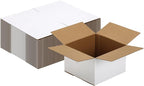 25 Pack Shipping Boxes 6x6x4 Inches, White Corrugated Cardboard Mailing Box for Packing, Mailing, Small Business