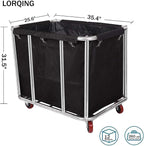 12 Bushels Laundry Cart Commercial/Home,Heavy Duty Large Stainless Steel Rolling Laundry Basket with Wheels，for Laundry Organizer and Storage,260LBS Load (12 Bushels - Black - 8 Tubes)