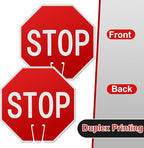 Geetery 12 Pcs Stop Signs Traffic Signs 12 x 12 Inches, Street Road Traffic Cone Top Warning Double Sided for Barricade Outdoor Weather Fade Resistant, Wear Resistant