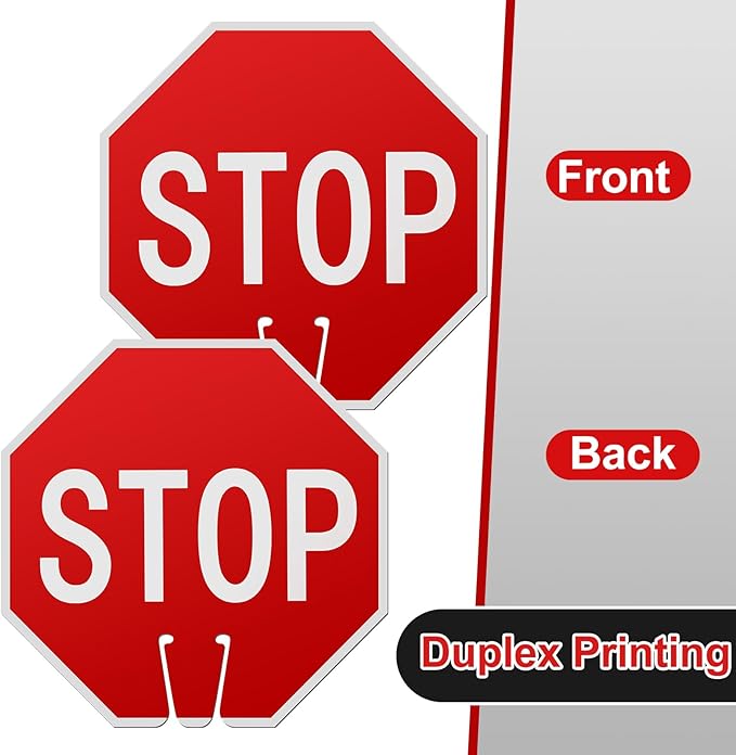 Geetery 12 Pcs Stop Signs Traffic Signs 12 x 12 Inches, Street Road Traffic Cone Top Warning Double Sided for Barricade Outdoor Weather Fade Resistant, Wear Resistant