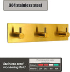Kingdong Gold Key Holder for Wall 304 Stainless Key Hooks Adhesive Key Holder Wall Mount Key Hanger with 3 Heavy Duty Hooks Key Organizer for Kitchen, Bedroom, Bathroom (Gold(3 Hooks))
