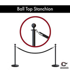 Montour Line Cline Post and Rope Stanchion, Sloped Base, (Polished Stainless Steel Post, Ball Top)
