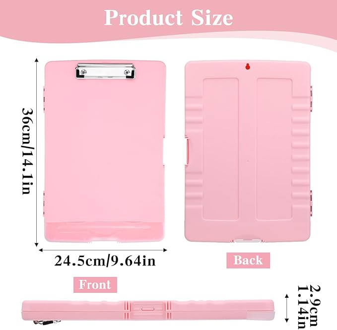 6 Pcs Plastic Clipboard with Storage, Colored A4 Nursing Heavy Duty Clip Board Folder, Waterproof Clipboard Case Box with Pen Holder Side-Opening Nursing Clip Board for Office, Hospital Nurse, Lawyer
