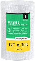 12 inch x 30 ft Bubble Cushioning Wrap, Perforated Every 12" Protective Packing Moving & Shipping Supplies for Boxes & Fragile Items