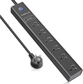 15 Ft Power Strip Surge Protector, 6 Outlets and 4 USB Ports, Flat Plug Power Strips Long Extension Cord with Overload Protection, Wall Mount for Home, Office, Dorm, ETL Listed