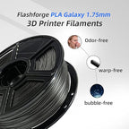 FLASHFORGE PLA Filament 1.75mm Galaxy Matte Black, 3D Printer Filament with Silver Glitter 1kg (2.2lbs) Spool, Dimensional Accuracy +/- 0.02mm, Shimmering 3D Printing Filament for Unique Finish
