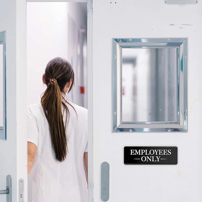 ASSURED SIGNS Employees Only Sign Kit For Door - 12 Pack - 3 By 9 Inch - Ideal Employee/Staff Only Signs for Office, Business, Kitchen, Restroom - Ensures Public Do Not Enter Restricted Areas