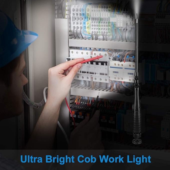ORHOMELIFE Rechargeable LED Work Light - 750 Lumens Foldable LED Flashlight Handheld Cordless Work Light with Magnetic Base, 360°Rotate, Power Indicator for Car Repair, Garage, Household, Outdoor