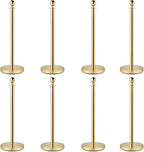 8PCS Gold Stanchion Posts with 5FT Red Velvet Ropes, Stainless Steel Crowd Control Barriers with Ball Tops, Elegant Queue Stanchions for Red Carpet, Party, Wedding, Theater & Exhibition