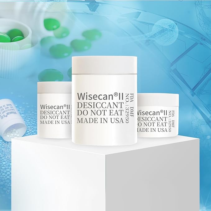 2 Gram 2500 Pack Silica Gel Canister, Desiccant Canister, Silica Gel Capsules, Desiccant Capsules, Moisture Absorbers for Food Storage, Food Safe Dehumidifiers Wisecan