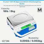 Adam Equipment CKT-M Approved Bench Checkweighing Scales for Industrial Weighing, checkweighing, Parts Counting, Setting Pricing by Weight NTEP Measurement Canada, CKT 8M, 18lb/8kg x 0.005lb/0.002kg