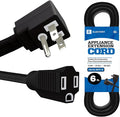 6 ft Heavy Duty Appliance Extension Cord, 14 AWG, 15A 125V 1875W, 3 Prong Flat Plug, ETL Listed, Short Power Extension Cable for Air Conditioner, Refrigerator, Microwave, Indoor Use, Black
