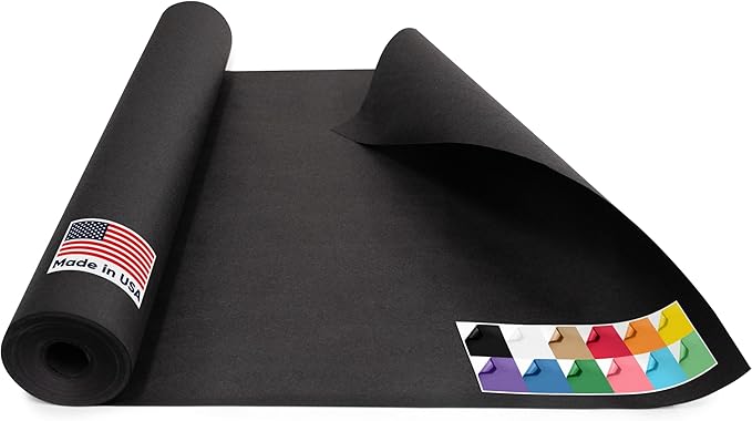 USA-Made 18" x 1200" (100 ft) Black Roll Paper, 45 lbs Thickness, Kraft Paper for School, Art Projects, Gift Wrapping, Bulletin Board
