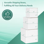 Eupako 30 Pack Small Shipping Boxes Assorted Sizes, 4x4x4 & 5x5x5 & 6x6x6 10 PCS Each Small Boxes, White Corrugated Box Mailers, Cardboard Boxes for Packaging Small Business, Mailing